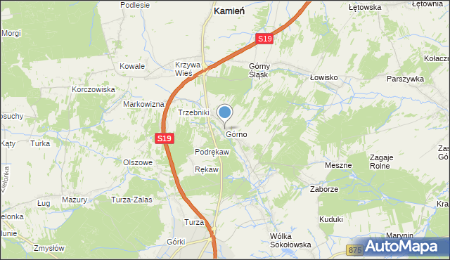 mapa Górno, Górno gmina Sokołów Małopolski na mapie Targeo